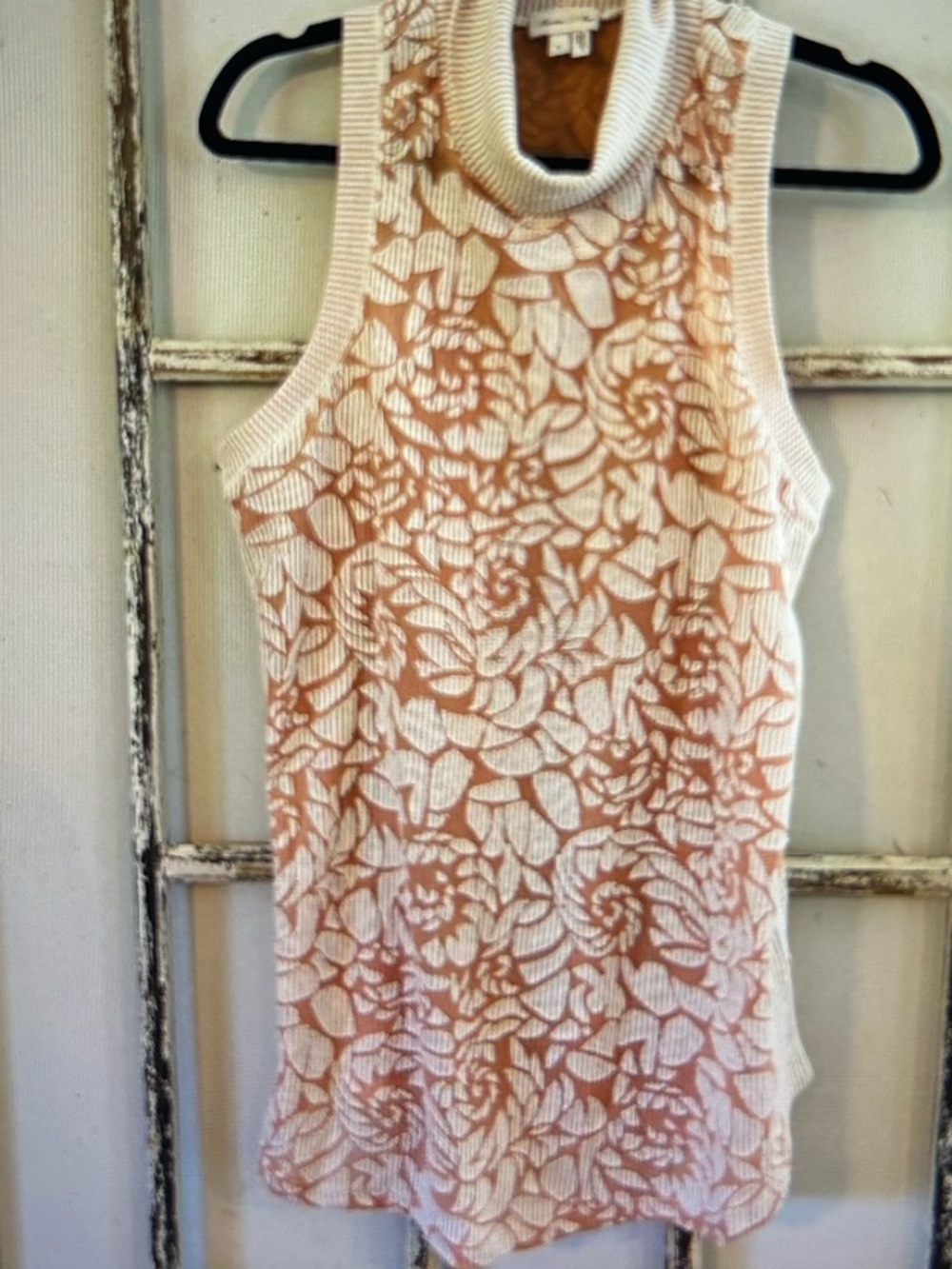 Anthropologie meadow rue Cream Floral Lace mock neck tank - Picture 2 of 2
